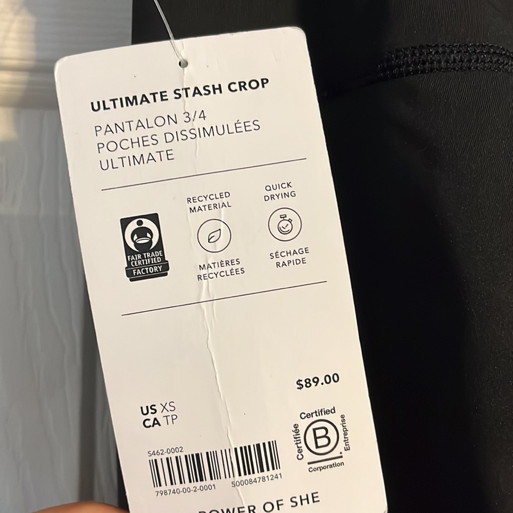 NWT Athleta Black Ultimate Stash Pocket Crop Leggings Capri  Size XS - Picture 6 of 6